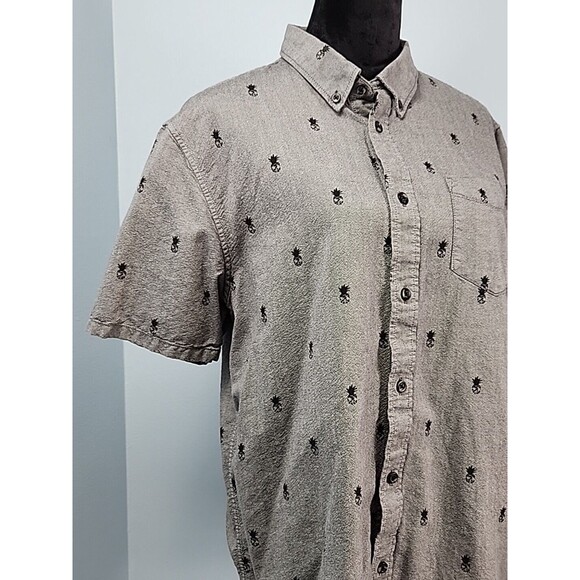 Vans Off The Wall Classic Fit Button Front Short Sleeve Cotton Shirt Pineapple - Picture 2 of 10